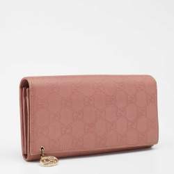 Gucci Pink Guccissima Leather Interlocking G Continental Wallet