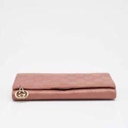 Gucci Pink Guccissima Leather Interlocking G Continental Wallet