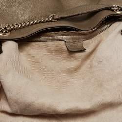 Pre Owned Gucci Light Gold Grained Leather Medium Soho Chain Tote
