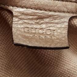 Pre Owned Gucci Light Gold Grained Leather Medium Soho Chain Tote