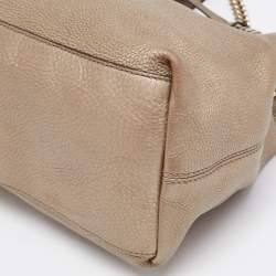 Pre Owned Gucci Light Gold Grained Leather Medium Soho Chain Tote