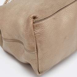 Pre Owned Gucci Light Gold Grained Leather Medium Soho Chain Tote
