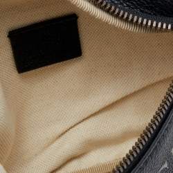 Pre Owned Gucci Black Pebbled Leather Small Logo Web Belt Bag