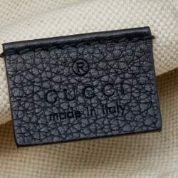 Pre Owned Gucci Black Pebbled Leather Small Logo Web Belt Bag
