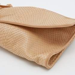 Pre Owned Gucci Beige Python Leather Malika Tassels Clutch