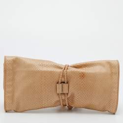 Pre Owned Gucci Beige Python Leather Malika Tassels Clutch