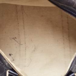 مملوكة مسبقًا حقيبة بوسطن غوتشي جوي كانفاس GG أزرق كحلي مرصع بالكريستال متوسطة