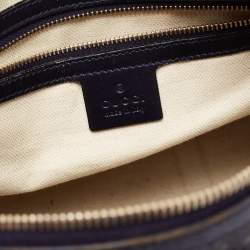 مملوكة مسبقًا حقيبة بوسطن غوتشي جوي كانفاس GG أزرق كحلي مرصع بالكريستال متوسطة