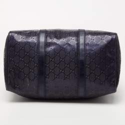 مملوكة مسبقًا حقيبة بوسطن غوتشي جوي كانفاس GG أزرق كحلي مرصع بالكريستال متوسطة