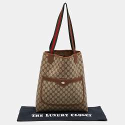 Pre Owned  Gucci Brown/Beige GG Supreme Canvas Web Tote 