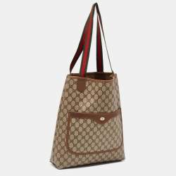 Pre Owned  Gucci Brown/Beige GG Supreme Canvas Web Tote 
