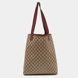 Pre Owned  Gucci Brown/Beige GG Supreme Canvas Web Tote 