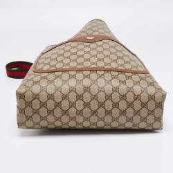 Pre Owned  Gucci Brown/Beige GG Supreme Canvas Web Tote 