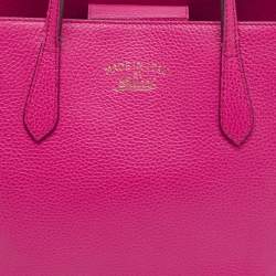 Gucci Pink Pebbled Leather Small Swing Tote