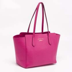 Gucci Pink Pebbled Leather Small Swing Tote