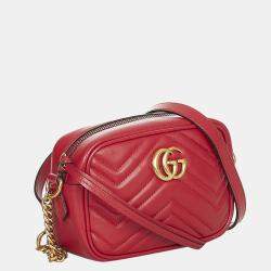 Gucci Red Mini GG Marmont Leather Crossbody Bag