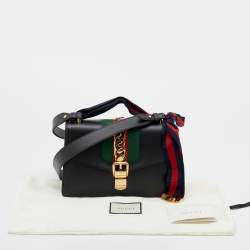 Pre Owned Gucci Black Leather Medium Sylvie Shoulder Bag