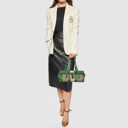 Pre Owned حقيبة ساتشل غوتشي بامبو بوليت كانفاس بيج / أخضر 