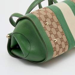 Pre Owned حقيبة ساتشل غوتشي بامبو بوليت كانفاس بيج / أخضر 