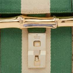 Pre Owned حقيبة ساتشل غوتشي بامبو بوليت كانفاس بيج / أخضر 