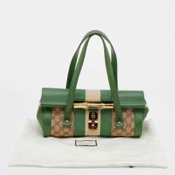 Pre Owned حقيبة ساتشل غوتشي بامبو بوليت كانفاس بيج / أخضر 