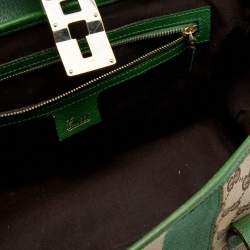 Pre Owned حقيبة ساتشل غوتشي بامبو بوليت كانفاس بيج / أخضر 