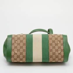 Pre Owned حقيبة ساتشل غوتشي بامبو بوليت كانفاس بيج / أخضر 