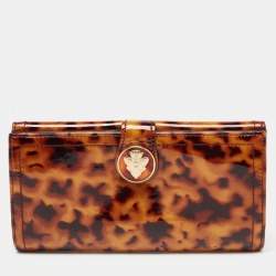 مملوكة مسبقًا Gucci Brown Animal Print  Patent Leather Hysteria Wallet
