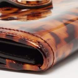 مملوكة مسبقًا Gucci Brown Animal Print  Patent Leather Hysteria Wallet