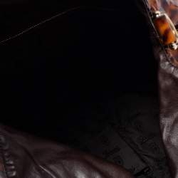 Pre Owned Gucci Brown/Black Tortoise Shell Patent Leather Large Hysteria Hobo