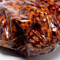 Pre Owned Gucci Brown/Black Tortoise Shell Patent Leather Large Hysteria Hobo
