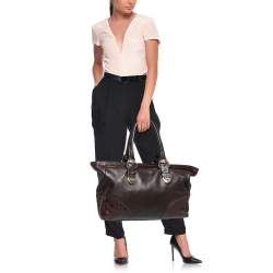 مملوكة مسبقًا Gucci Dark Brown Guccissima Leather Large Signoria Tote