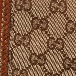 Pre Owned Gucci Brown/Beige GG Canvas and Leather Medium Marrakech Shoulder Bag