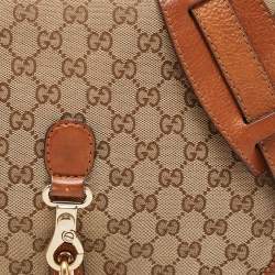 Pre Owned Gucci Brown/Beige GG Canvas and Leather Medium Marrakech Shoulder Bag