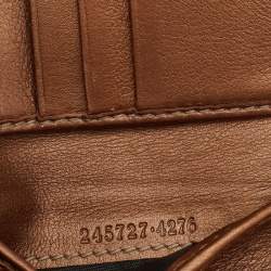 Gucci Metallic Bronze Guccissima Leather Interlocking GG Flap French Wallet