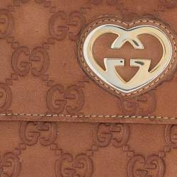 Gucci Metallic Bronze Guccissima Leather Interlocking GG Flap French Wallet