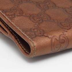 Gucci Metallic Bronze Guccissima Leather Interlocking GG Flap French Wallet