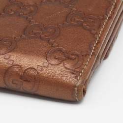 Gucci Metallic Bronze Guccissima Leather Interlocking GG Flap French Wallet