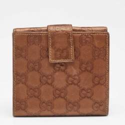 Gucci Metallic Bronze Guccissima Leather Interlocking GG Flap French Wallet
