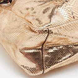 مملوكة مسبقًا Gucci  Metallic Gold Python Leather Positano Scarf Tote