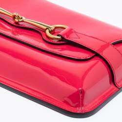 مملوكة مسبقًا حقيبة كلتش غوتشي هورسبيت جلد لامعة فوشيا 