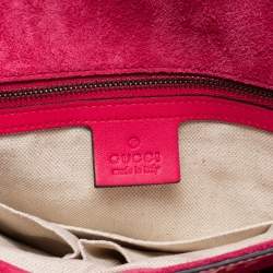 مملوكة مسبقًا حقيبة كلتش غوتشي هورسبيت جلد لامعة فوشيا 