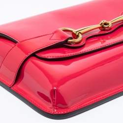 مملوكة مسبقًا حقيبة كلتش غوتشي هورسبيت جلد لامعة فو شيا 