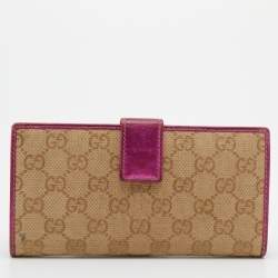 Gucci Beige/Pink GG Canvas and Leather Britt Continental Wallet