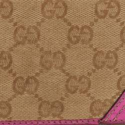 Gucci Beige/Pink GG Canvas and Leather Britt Continental Wallet