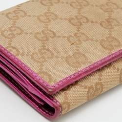Gucci Beige/Pink GG Canvas and Leather Britt Continental Wallet