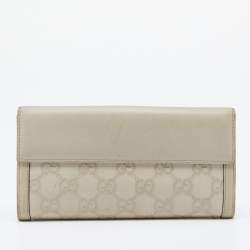 Pre Owned Gucci Off White Guccissima Leather Wave Continental Wallet