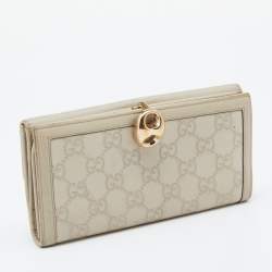 Pre Owned Gucci Off White Guccissima Leather Wave Continental Wallet