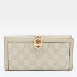 Pre Owned Gucci Off White Guccissima Leather Wave Continental Wallet