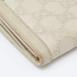 Pre Owned Gucci Off White Guccissima Leather Wave Continental Wallet